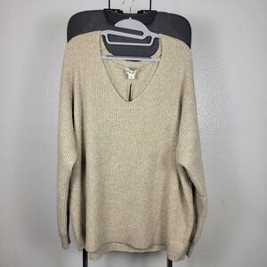 Ava & Viv Women's V-Neck Soft Cozy Ribbed Knit Pullover Sweater Size 1X